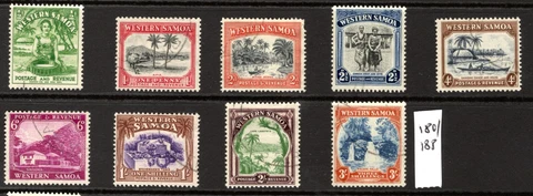 Samoa 1935 sg 180-188 set to 3/- vfu cat £14 Cover