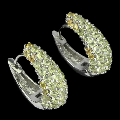 925 Orecchini Argento Sterling Rotondo Peridoto Zaffiro Diamante Taglio Gemma - Immagine 1 di 4