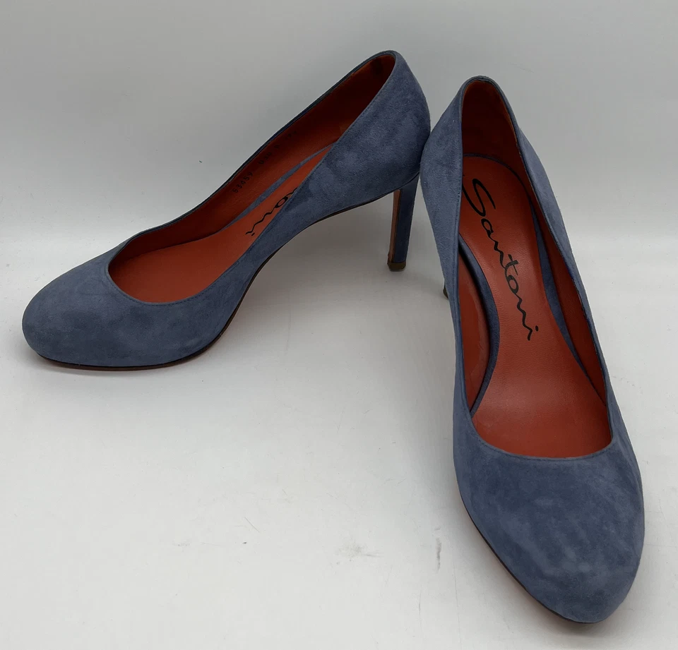 Bomba plataforma oculta punta cerrada gamuza azul Santoni talla 37,5 Foto 1 de 4