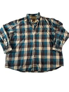 Outdoor Life Men's XXL Blue Brown Plaid Flannel Button Down Shirt with Pockets - Picture 1 of 8