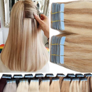 Cinta sin costuras en extensiones de cabello humano tramas de piel 100% Remy cabello resaltado rubio - Imagen 1 de 108