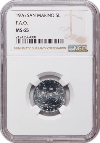 1976 SAN MARINO 5 LIRE F.A.O. NGC MS 65 ONLY 5 GRADED HIGHER Cover