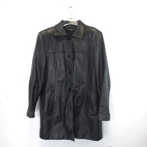 DANIER Canada Women's Black Leather Jacket XL Long Coat Insulated Winter Cozy