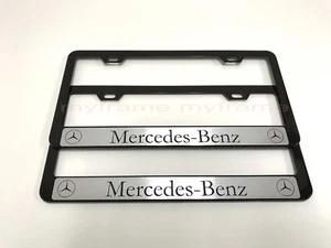 2pcsMERCEDES *HALO* BLACK Metal License Plate Frame with Screw Caps - Bild 1 von 3