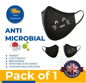 Reusable and Washable-Anti microbial Fabric Face Mask--Cat Print-Eco Friendly - Picture 1 of 5
