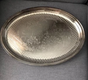 Currier and Ives The Season Of Blossoms Silverplate Oval Tray Gorham EP YC733 - Picture 1 of 6