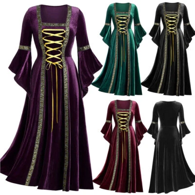 Costume strega gotico rinascimentale-medievale Halloween donna UK vestito fantasia cosplay - Immagine 1 di 4