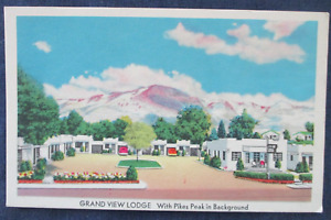 ca1950 Colorado Springs Grand View Lodge Motel Postcard