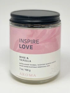 1 BATH & BODY WORKS INSPIRE LOVE ROSE & VANILLA SCENTED CANDLE SINGLE WICK 7 OZ - Picture 1 of 5