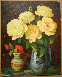  Ukrainian Soviet USSR Oil Painting Still Life impressionism flowers vase  - Picture 1 of 8