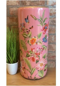 Bright Pink Floral Ceramic Umbrella / Walking Stick Stand / Large Vase MIN0839 - Picture 1 of 7