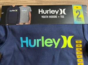 Hurley Two Piece Set Navy Hoodie Gray T-Shirt Boy’s Size 5/6 $54 MSRP New!! - Picture 1 of 5