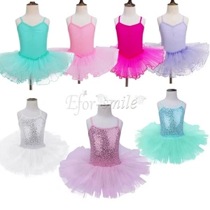 Kinder Mädchen Ballettkleid Ballettanzug Tüllrock Tütü Rock Prinzessin Kostüm - Picture 1 of 34