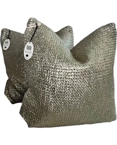 Callisto Home Piper Acrylic Knit Gold Metallic Pillow 24” X 24" NWT 2 available - Picture 1 of 3