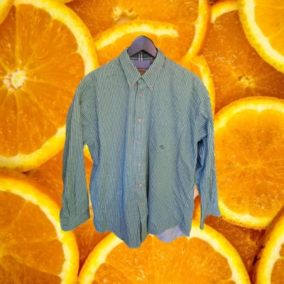 Vintage Roper Button Down Green and White Striped Shirt Size Large - Изображение 1 из 4