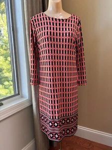 Damen Michael Kors orange, schwarz & hellbraun Langarm Etuikleid Größe Small - Bild 1 von 2