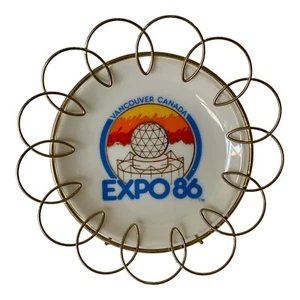 Vintage Expo 86 1986 Vancouver Canada Ceramic Miniature Plate with Stand Trinket - Picture 1 of 7