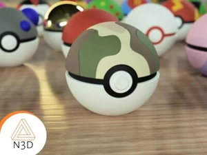 Safariball - Pokeball im Maßstab 1:1, 3D Druck, Pokemon, Gaming Accessoire - Bild 1 von 1