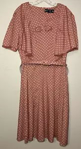 Hell Bunny Vixen Vintage Style Polka Dot Swing Dress Dusty Pink Plus Size 4XL - Picture 1 of 9