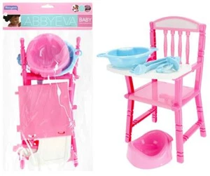 Set Pappa + Lettino/culla 30X17X18 + Seggiolone 20X32X20 In 3 Buste per Bambole - Foto 1 di 3