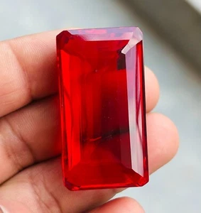 109 Ct Natural Blood Red Ruby Certified BIG SIZE Emerald Cut Flawless Gemstone - Picture 1 of 15