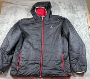 Nike Air Jordan Light Puffer Coat Hooded 507962-010 Reversible Black Red XXL - Picture 1 of 12