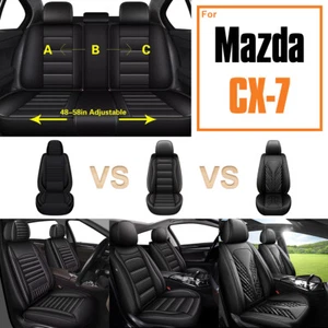 Car 2&5 Seat Covers Protector Pad Fuax Leather For Mazda CX-7 2007-2012 Black - Picture 1 of 24