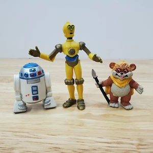 Spagna Fumetti Set di 3 C-3PO R2-D2 Ewok 1986 Figure PVC Star Wars Vintage - Foto 1 di 9