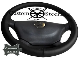 FOR MERCEDES E CLASS 02-10 BLACK LEATHER STEERING WHEEL COVER W211 DOUBLE STITCH - Picture 1 of 8