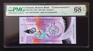 Canada - 2017 Vanuatu Reserve Bank 500 Vatu Polymer Banknote PMG 68 EPQ 👍
