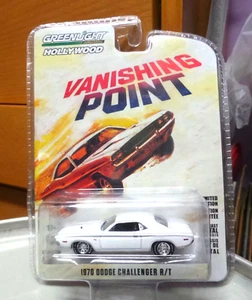 1/64 GREENLIGHT HOLLYWOOD VANISHING POINT 1970 DODGE CHALLENGER R/T WHITE - Picture 1 of 3