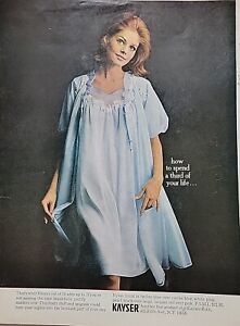 1964 Kayser Women's Twilight Blue Shift Peignoir Lingerie Vintage  Ad