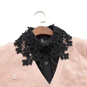 Women Lace Embroidery Floral Beads Detachable Fake Collar Neck Lapel Tops Choker - Picture 1 of 6