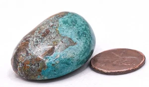 80ct Blue Chrysocolla w/ Limonite Pebble Polished Natural Gemstone Mineral Peru - Picture 1 of 5