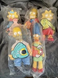 The Simpsons Vintage 1990 Burger King Plüsch Puppen Komplettsatz 5 Neu im Beutel - Bild 1 von 2