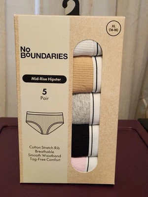 No Boundaries Women's Mid Rise Hipster Underwear Panties Cotton 5 Pair Sz XL - Image 1 of 4