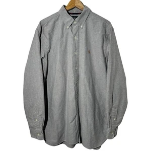 Polo Ralph Lauren manica lunga vestibilità classica camicia Oxford grigio ardesia uomo taglia large - Foto 1 di 7