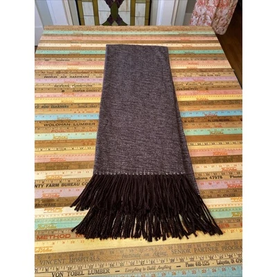 West Elm Blanket Lightweight Soft Throw Shaw 45" x 60" Woven Fringe Burgundy - Image 1 of 4