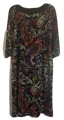 Tiana B Dress 1X Black Gray Red Paisley Knit Pullover NEW NWT - Image 1 of 4