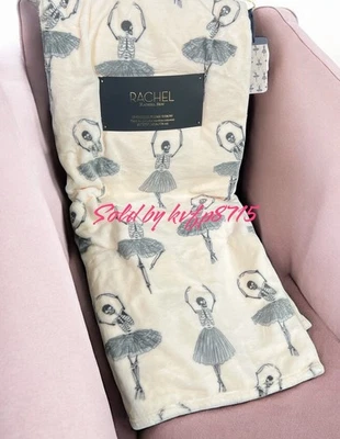 Rachel Zoe 奶油色万圣节扔毯骨架芭蕾舞演员 60x70 英寸可爱 — 第 1/3 张图片