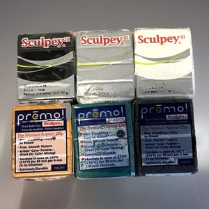 NEW Lot Of 6 NOS Premo Sculpey III Oven Bake Clay Mixed Colors Packs Packages - Picture 1 of 5