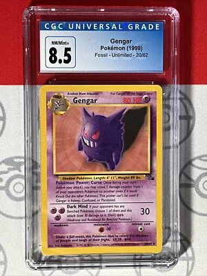 CGC 8.5 Pokemon TCG Gengar 1999 Fossil Non Holo Rare 20/62 PSA 7017 - Image 1 of 4