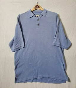 Tommy Bahama Shirt Mens Medium Blue Short Sleeve Silk Blend Casual Ribbed Polo - Picture 1 of 6