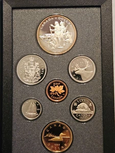 Kanada 1990 Proof Set mit 1 Cent zu Dollar 7 Münze Silber 1 Dollar Kanadier in Box - Bild 1 von 8