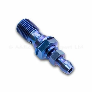 Pinza freno titanio blu singolo banjo M10 x 1,25 bullone inc vite valvola spurgo - Foto 1 di 5