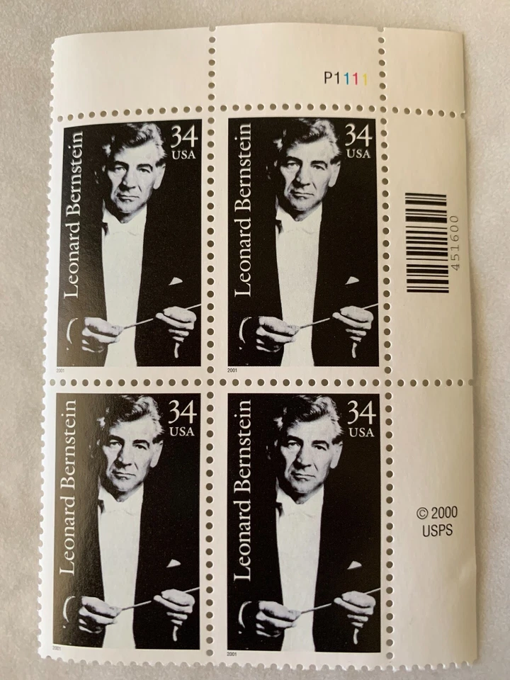 Марки США SC# 3521 Леонард Берштейн PB 34c как новые без наклеек и следов 2001 - Изображение 1 из 1