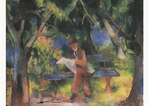 Postkarte: August Macke - Lesender Mann im Park - Picture 1 of 1
