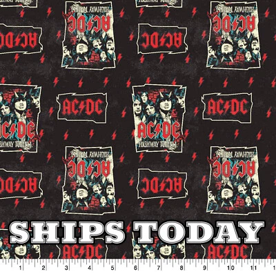 AC DC Highway To Hell Cotton Fabric By The Yard Springs Creative 2019 CP71225 - Image 1 of 2