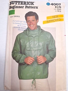 Jacket Rain Pullover Hooded Mens S Butterick 4007 Sewing Pattern Cut Beginners - Picture 1 of 7