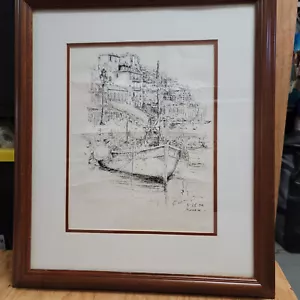 Vintage Cityscape ink painting signed - Picture 1 of 4